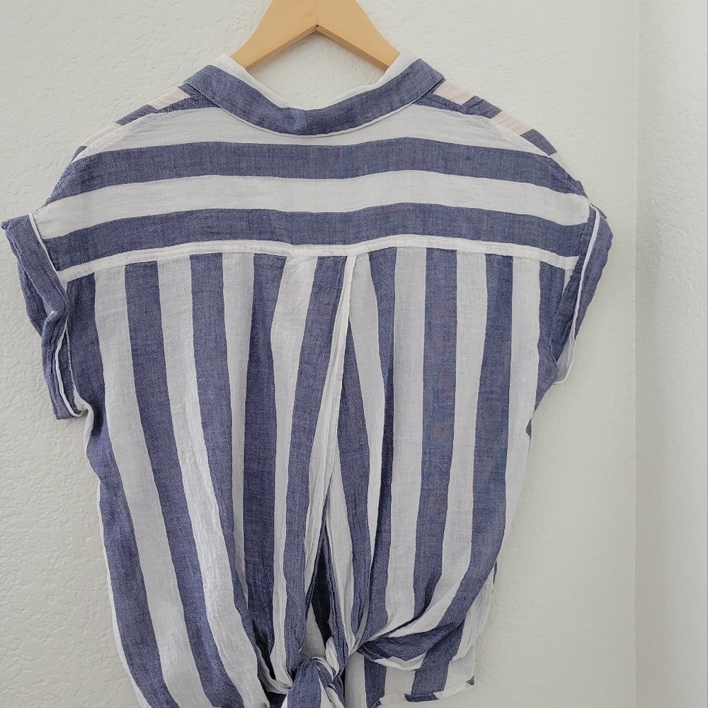Lucky Brand Stripe Tie Back Blouse S - Picture 4 of 9